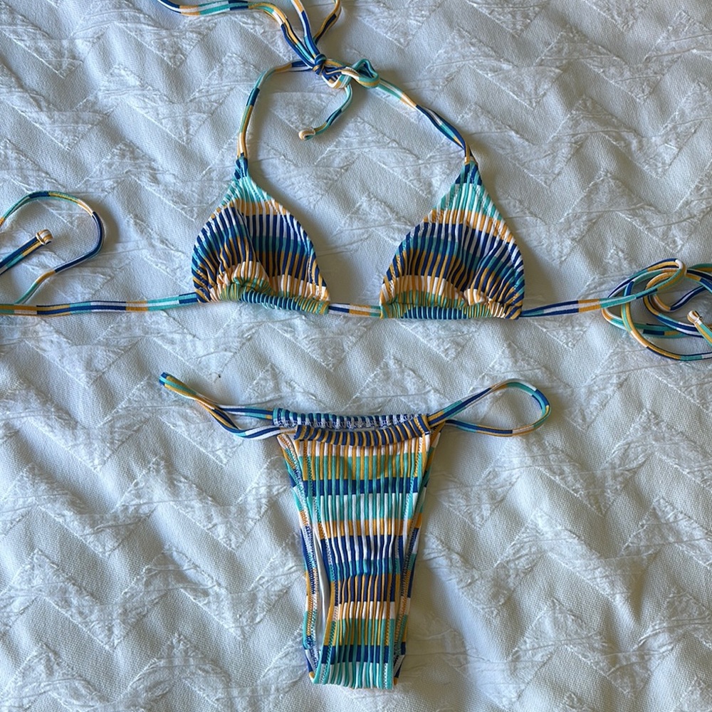 solid and striped bikini
